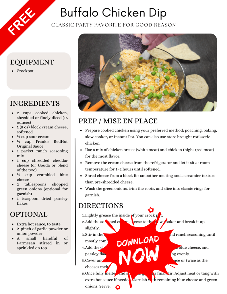 How to make Buffalo Chicken Dip Printable Recipe