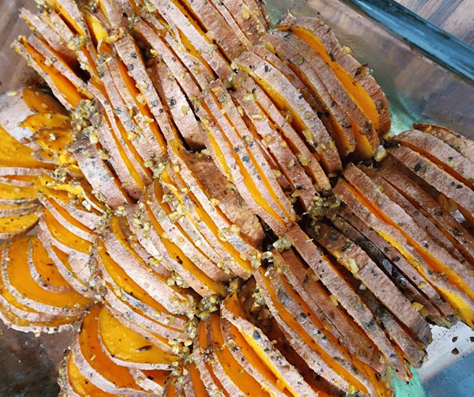 Oven-Baked Sweet Potatoes in Accordion Style