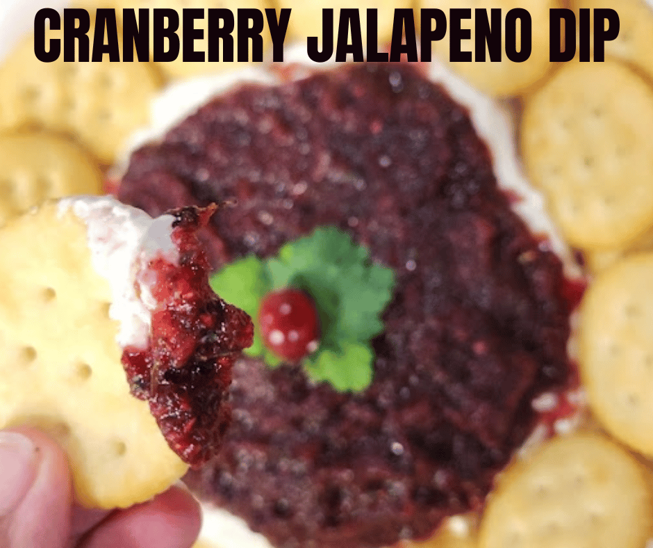 This Cranberry Jalapeno Cream Cheese Dip is sweet, tart, and just a little spicy