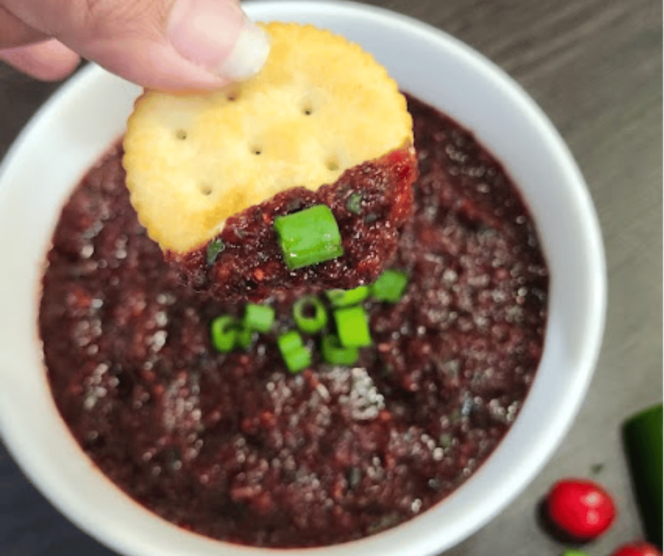 This no-cook Cranberry Salsa can be made in minutes in the food processor