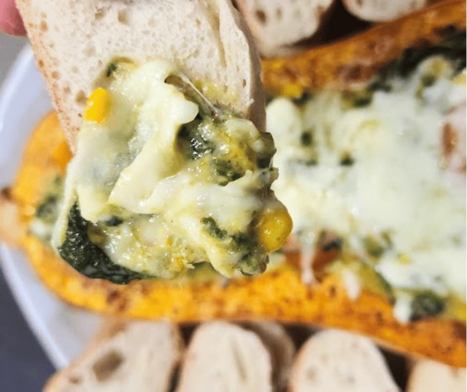 This stuffed butternut squash is a comforting vegetarian dish that looks as good as it tastes