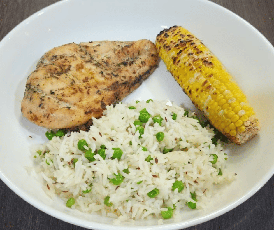 Herb encrusted grilled chicken hits all the summer flavors
