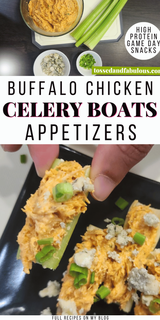 Buffalo Chicken Celery Boats (High Protein Snack Idea)