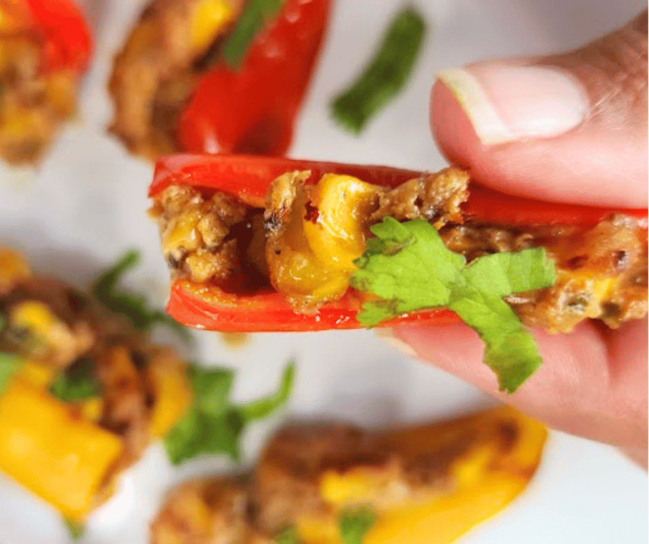 Corn Cream Cheese Stuffed Mini Peppers are the perfect party appetizers