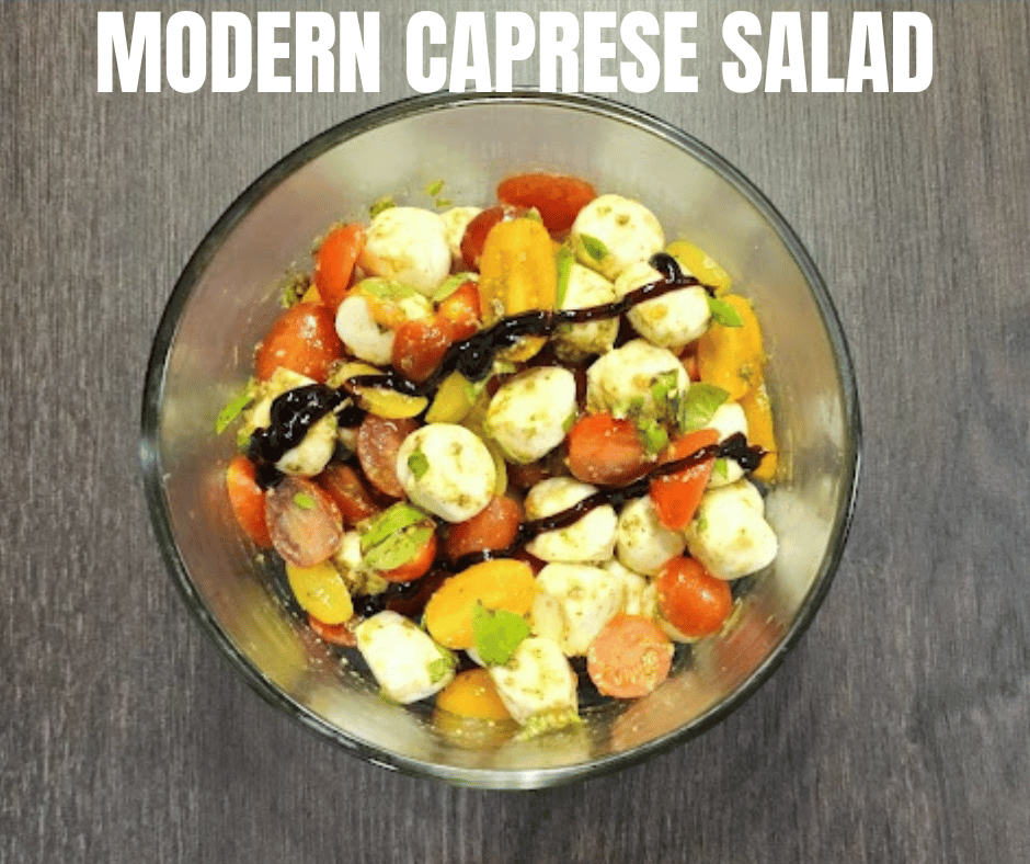 Modern Day Caprese Salad with Pesto and Balsamic is reminiscent of Italian summers