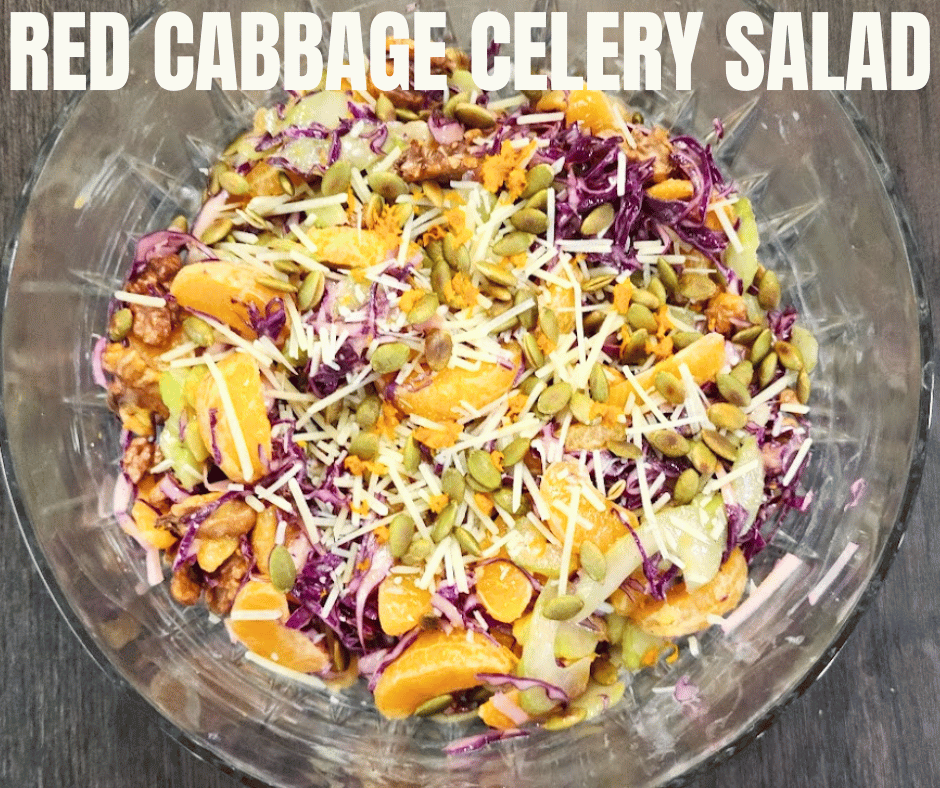 Red Cabbage Celery Salad is corful, fresh, and delicious
