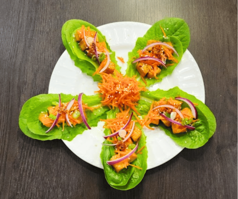 Fresh, spicy, and satisfying tofu lettuce wraps are ready in no time