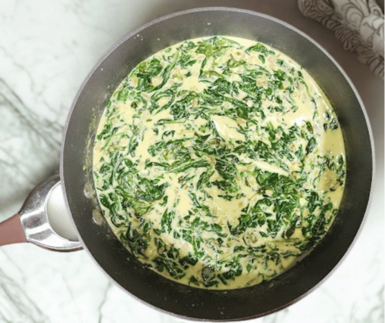 This creamed spinach is perfect indulgent side dish for steak night