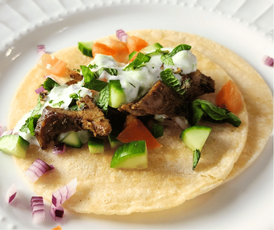 A fresh twist on taco night with seasoned lamb and tzatziki.