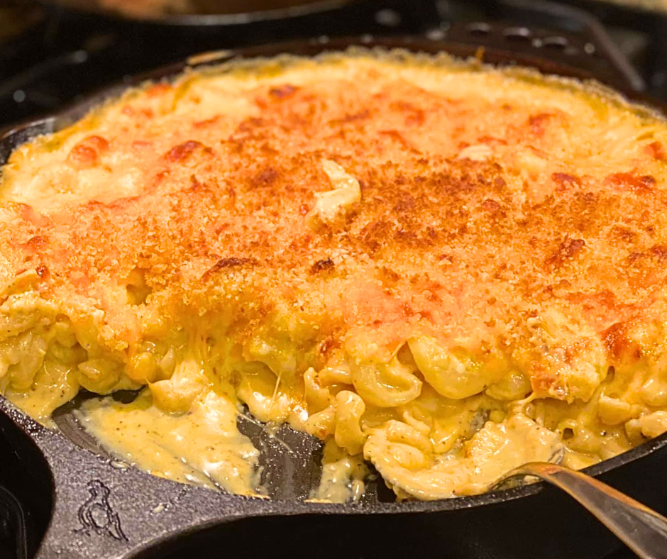 Classic cheesy macaroni, the ultimate comfort side dish.