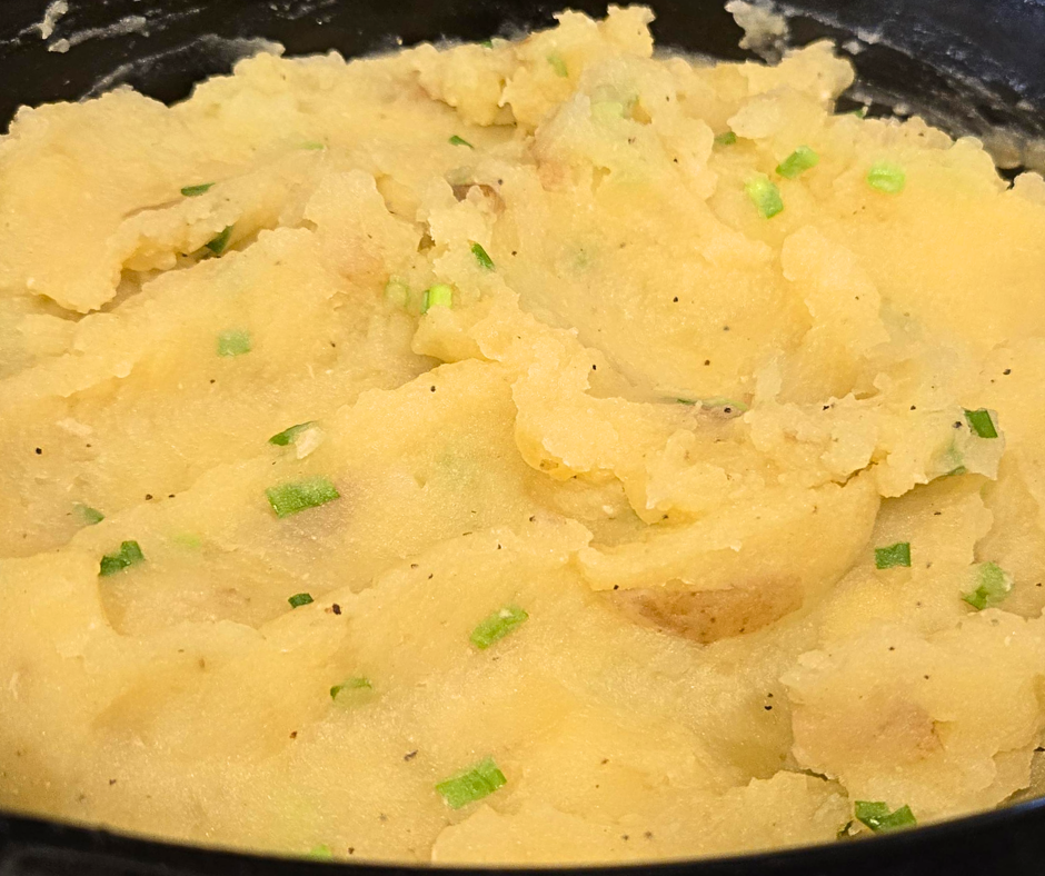 Fluffy, buttery mashed potatoes ready to serve.