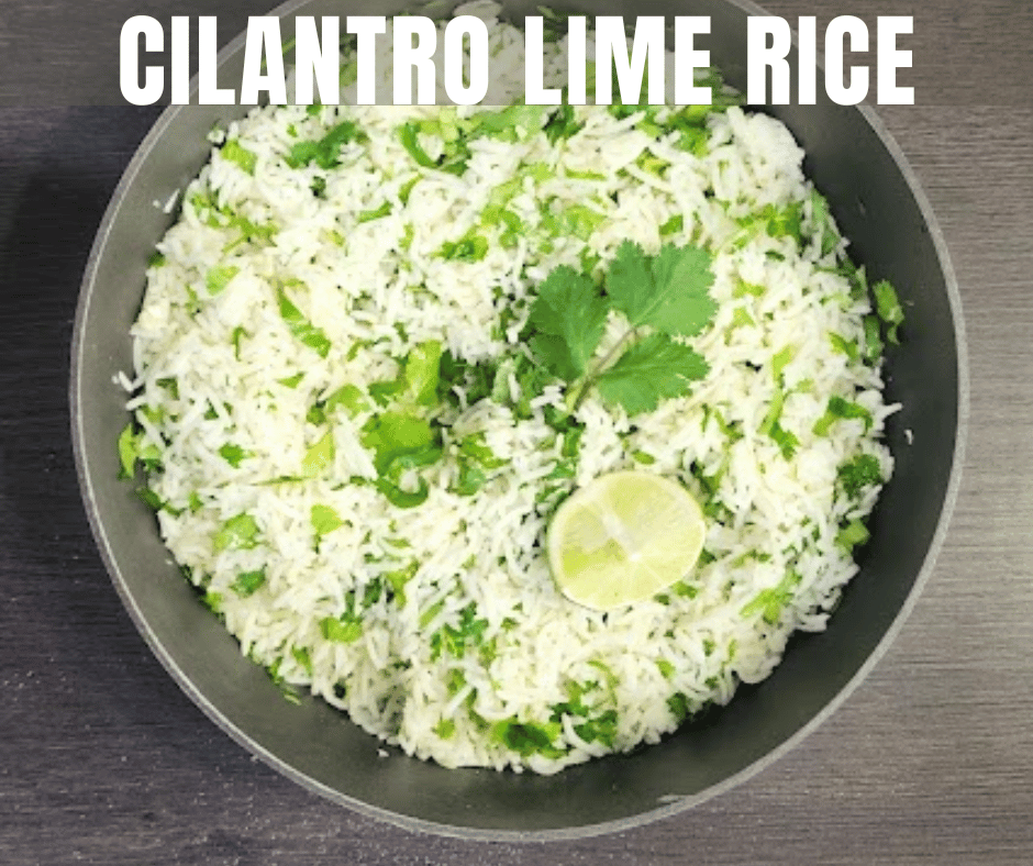Fluffy rice tossed with fresh lime juice and chopped cilantro made fresh at home