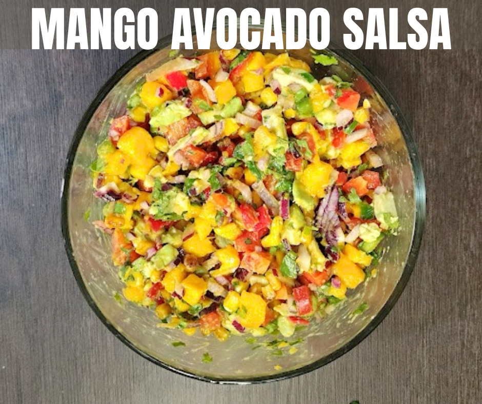 Ripe avocado and sweet mango with lime and herbs, simple but really good