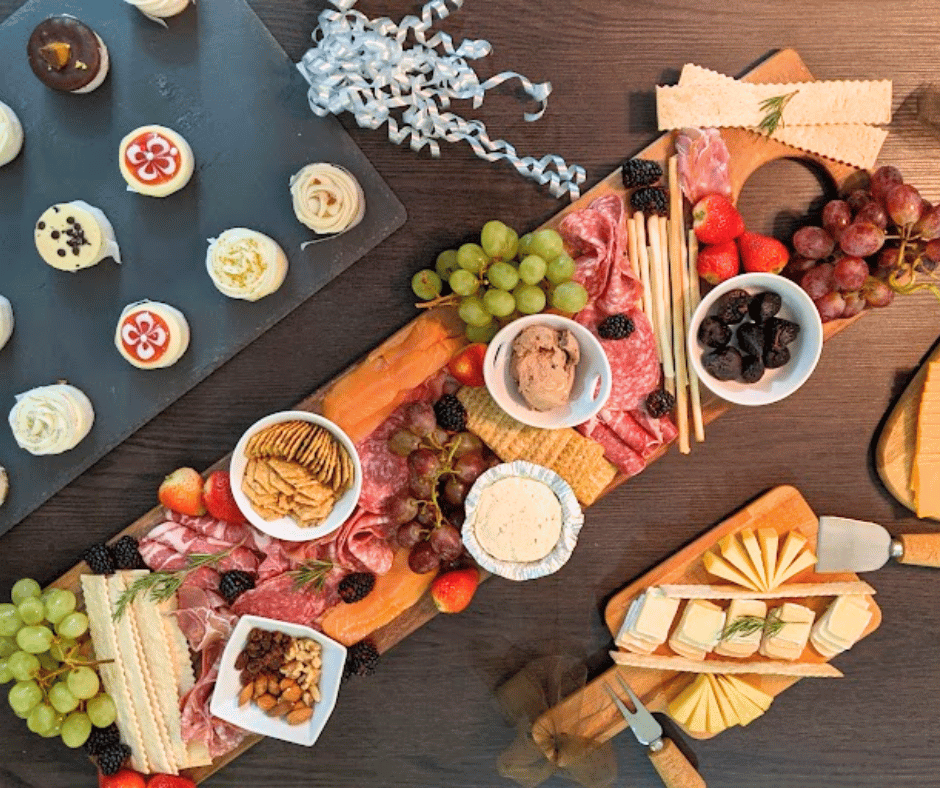 Charcuterie Meats, cheese, and dessert platter