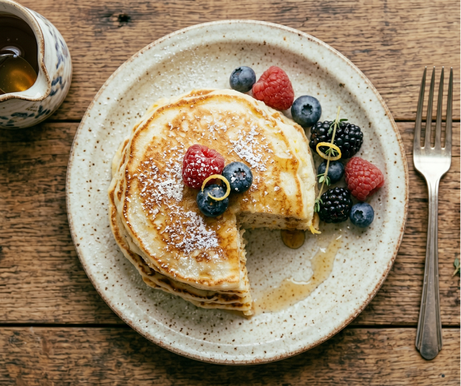 Fresh Lemon Ricotta Pancakes with a bright, clean flavor.