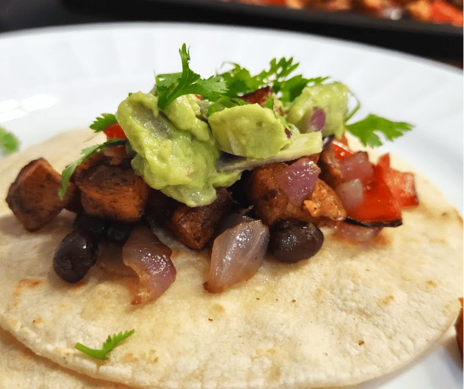 The Roasted Sweet Potato Black Bean Taco Filling is just delicious