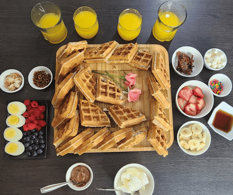 Waffles and toppings platter