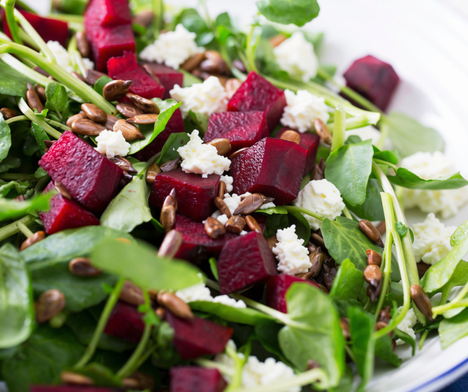 Roasted beet with feta make a delicious salad