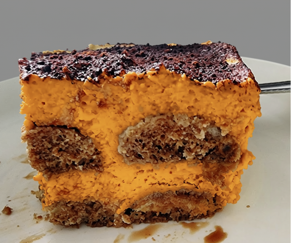 Espresso-soaked ladyfingers layered with spiced pumpkin mascarpone is erfect for fall lovers