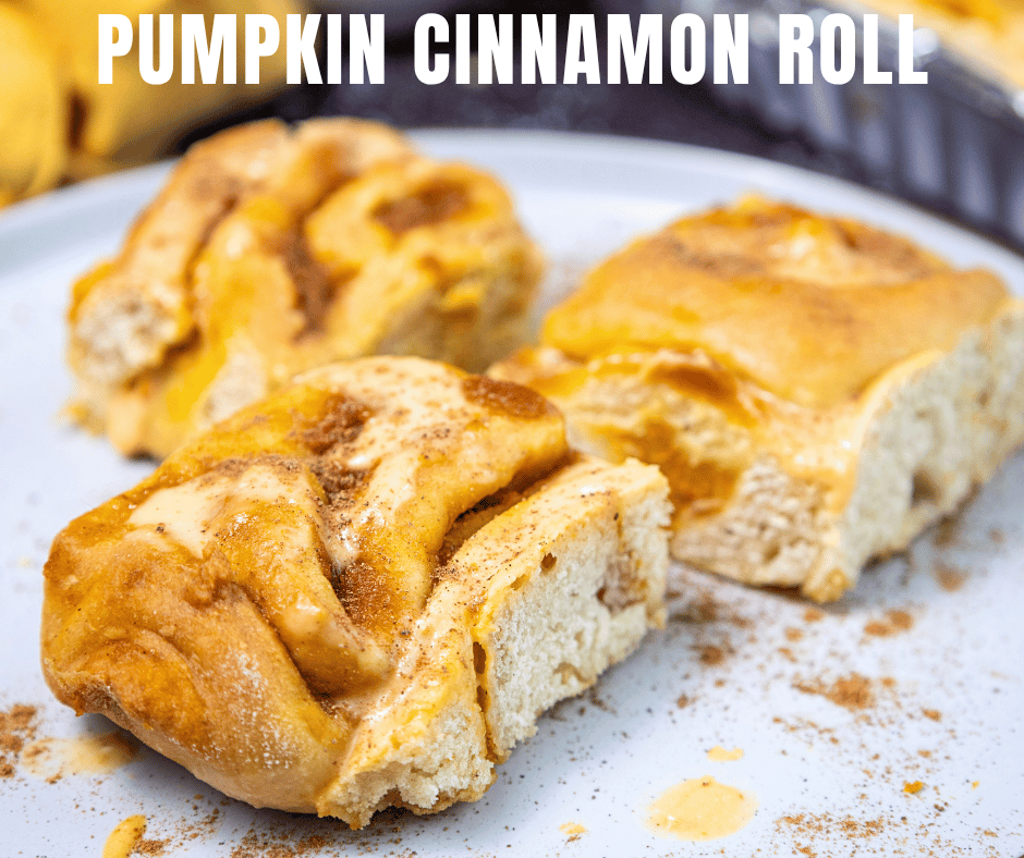 Golden, freshly baked pumpkin cinnamon rolls straight from the oven.