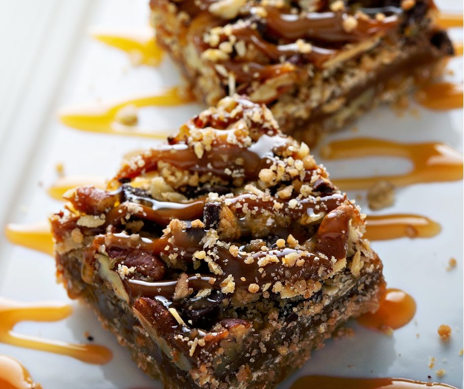 Rich, nutty, boozy pecan pie in bar form is just genius
