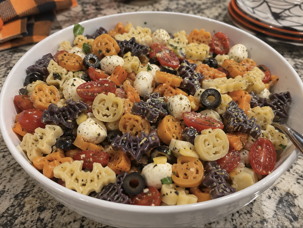 Aldi has great Halloween shaped pasta to make a spooky pasta salad