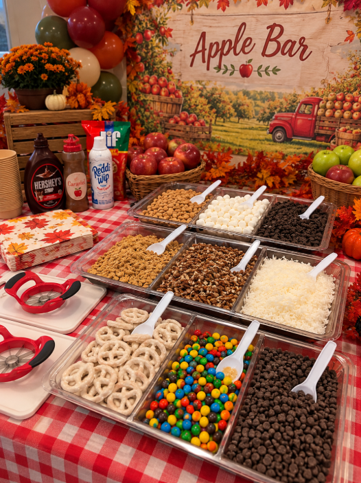 Apple Bar Setup for a Fall harvest theme