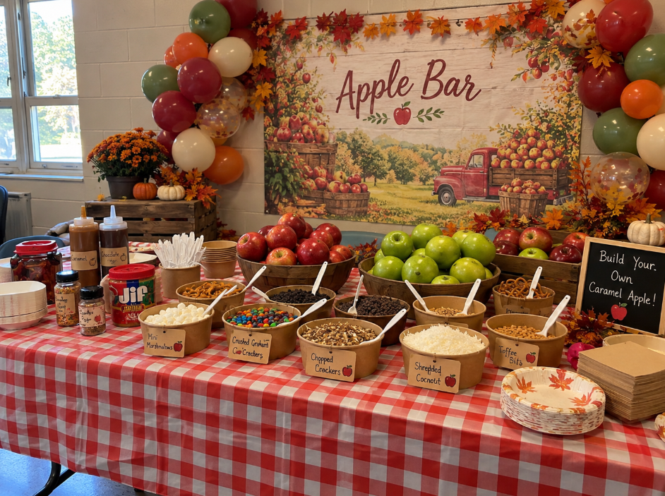 Caramel Apple Bar for a Fall Party is all the rage this year