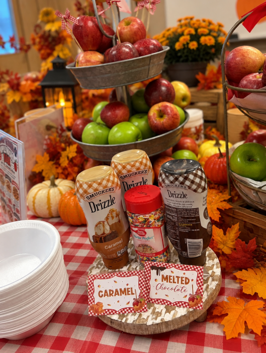Having a variety of sauces adds the fun to the Caramel Apple Bar