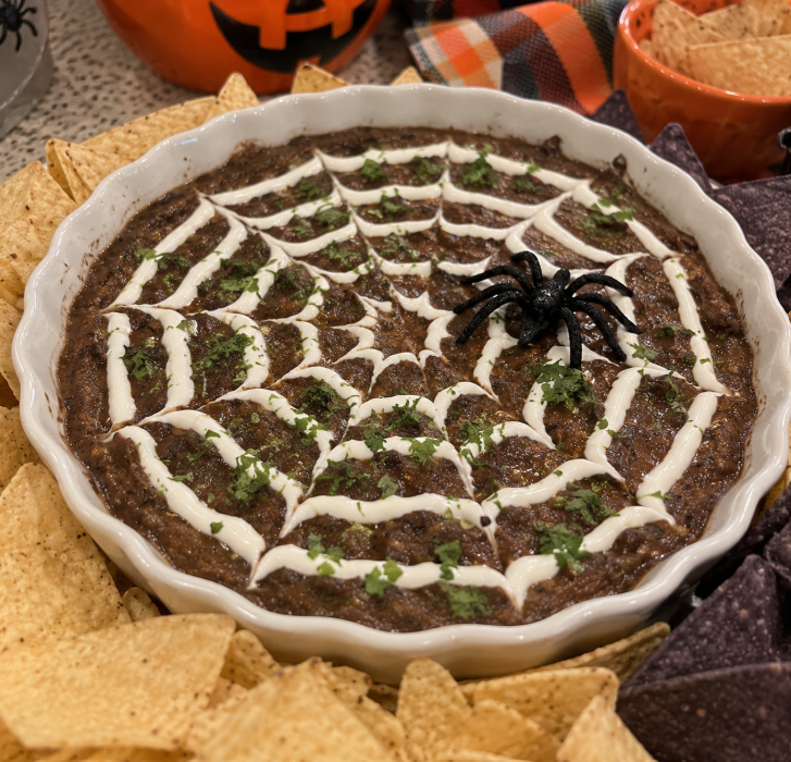 Kids love seeing this spider black bean dip