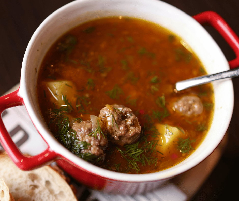 Meatball Soup in slow cooker