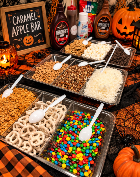 Set out a variety of Caramel Apple Bar Toppings for Guests