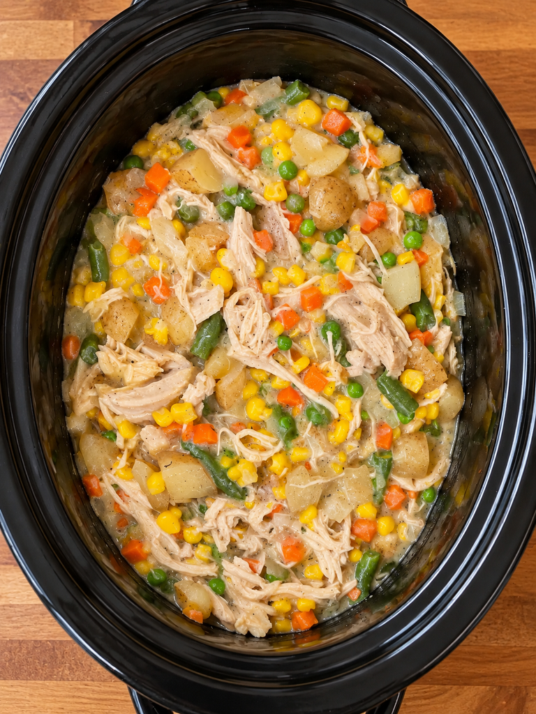 Slow Cooker Chicken Pot Pie is tasty and simple
