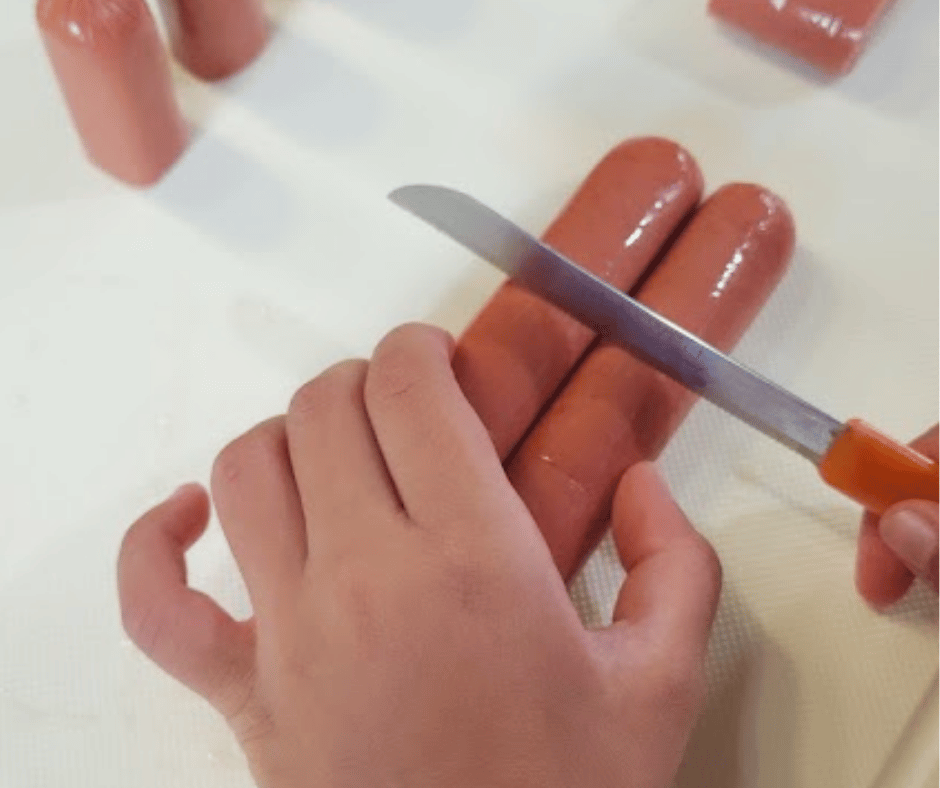Step 1. Cut the hot dogs